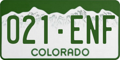CO license plate 021ENF