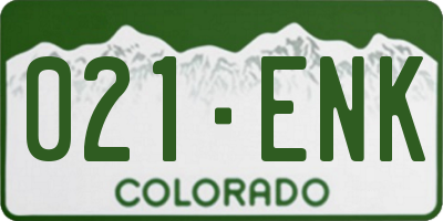 CO license plate 021ENK