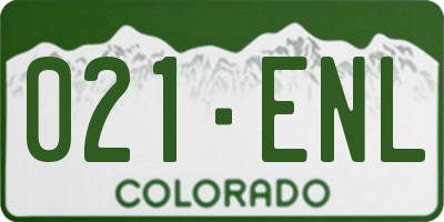 CO license plate 021ENL