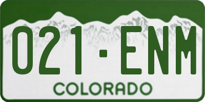 CO license plate 021ENM