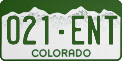 CO license plate 021ENT