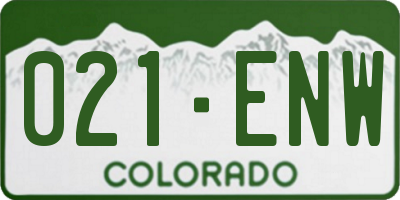CO license plate 021ENW