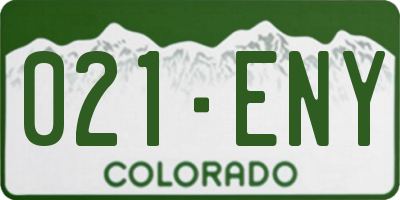 CO license plate 021ENY