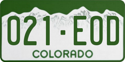 CO license plate 021EOD