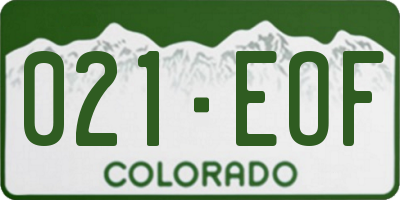 CO license plate 021EOF