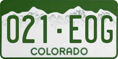 CO license plate 021EOG