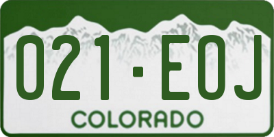 CO license plate 021EOJ