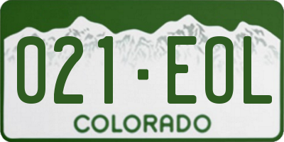 CO license plate 021EOL