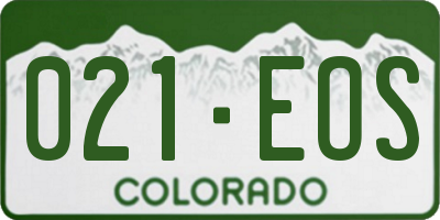 CO license plate 021EOS