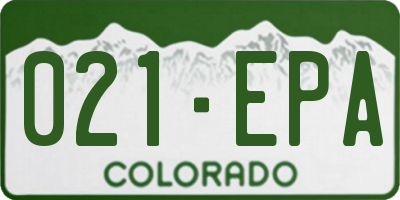 CO license plate 021EPA