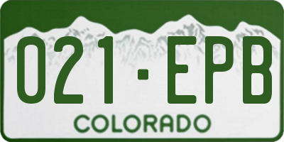 CO license plate 021EPB