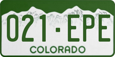 CO license plate 021EPE