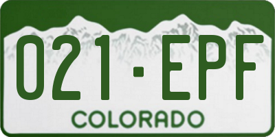 CO license plate 021EPF