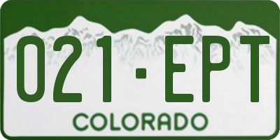 CO license plate 021EPT