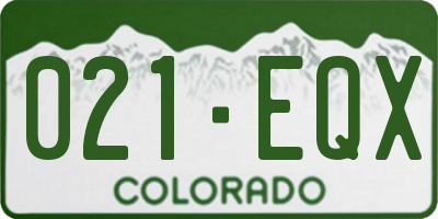 CO license plate 021EQX