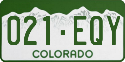 CO license plate 021EQY