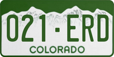 CO license plate 021ERD
