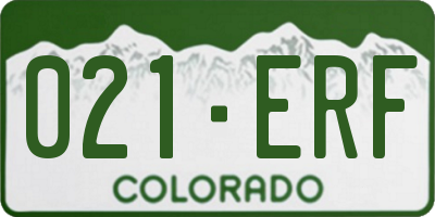 CO license plate 021ERF