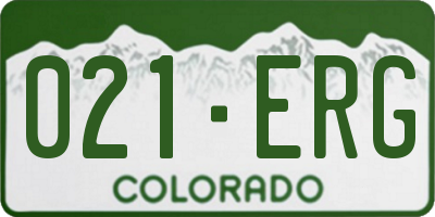 CO license plate 021ERG