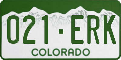 CO license plate 021ERK