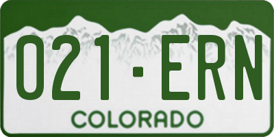 CO license plate 021ERN