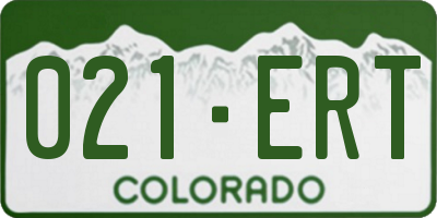 CO license plate 021ERT
