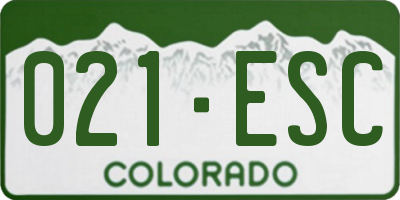 CO license plate 021ESC