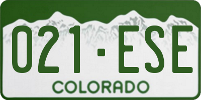 CO license plate 021ESE
