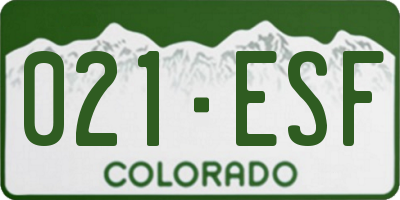 CO license plate 021ESF