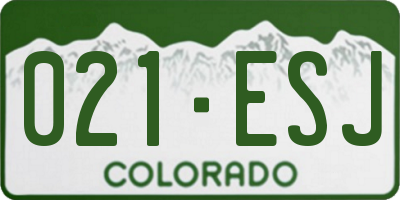 CO license plate 021ESJ