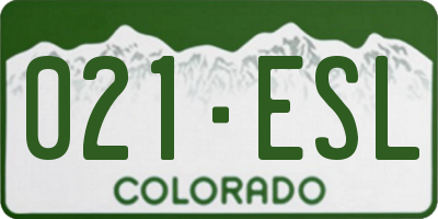 CO license plate 021ESL