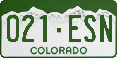 CO license plate 021ESN