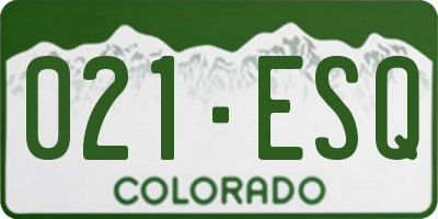 CO license plate 021ESQ