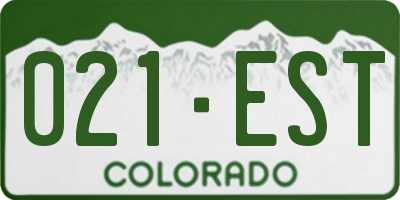 CO license plate 021EST