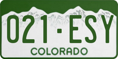 CO license plate 021ESY