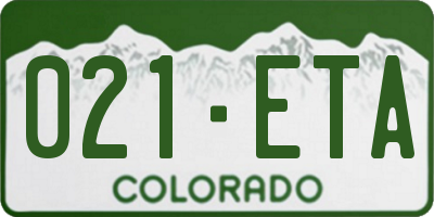 CO license plate 021ETA