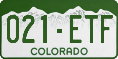 CO license plate 021ETF