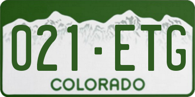 CO license plate 021ETG