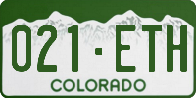 CO license plate 021ETH