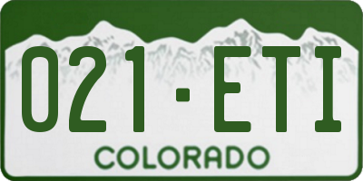 CO license plate 021ETI