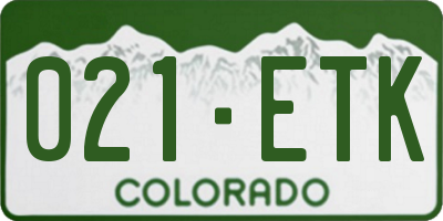 CO license plate 021ETK