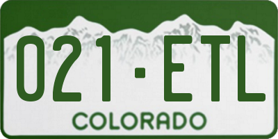 CO license plate 021ETL