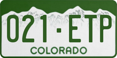CO license plate 021ETP