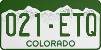 CO license plate 021ETQ