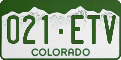 CO license plate 021ETV
