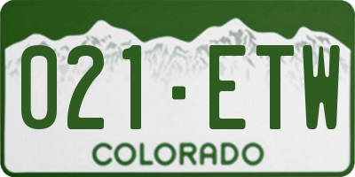 CO license plate 021ETW