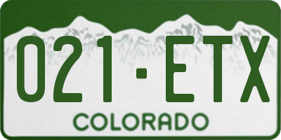 CO license plate 021ETX