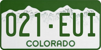 CO license plate 021EUI