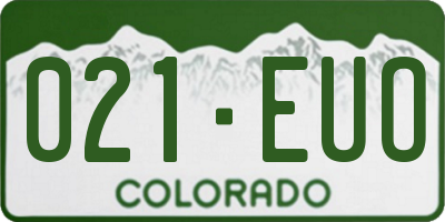 CO license plate 021EUO