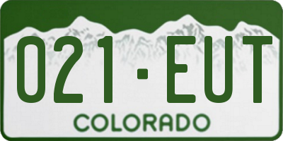CO license plate 021EUT